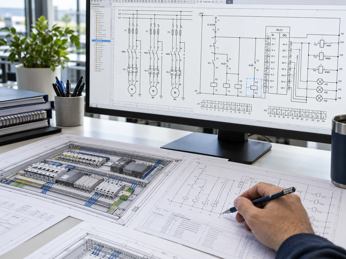 Electrical CAD schematics and control panel layout drawings