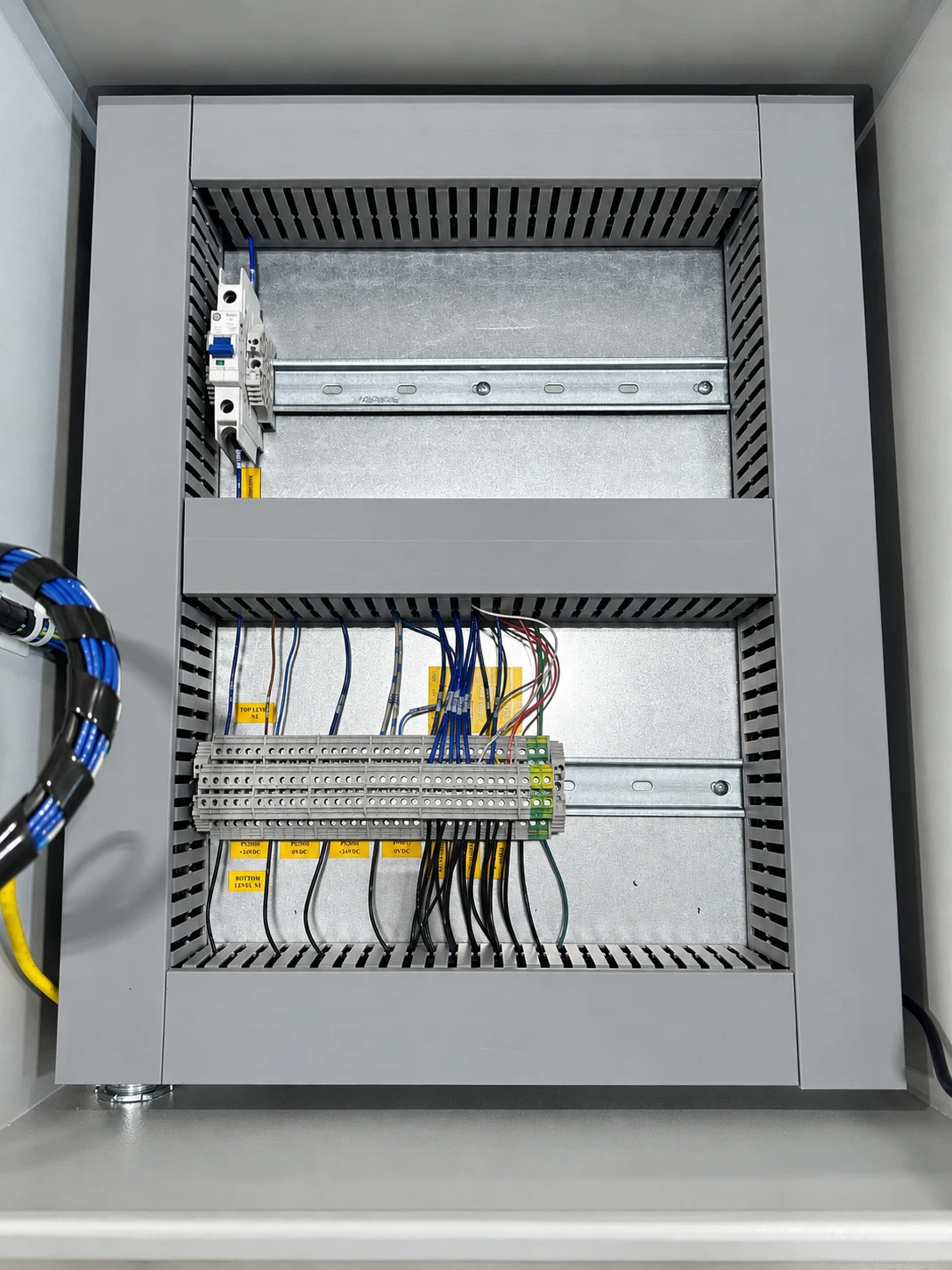 Identified terminal connections inside a control panel